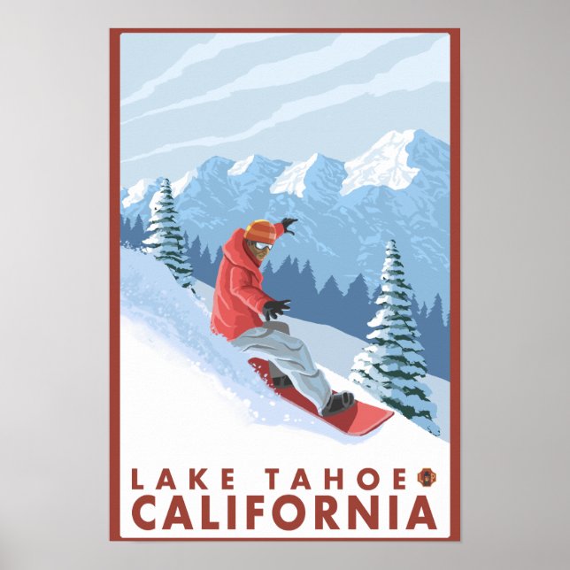 Snowboarder Scene - Lake Tahoe, California Poster (Front)