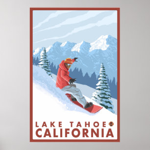 Snowboarder Scene - Lake Tahoe, California Poster
