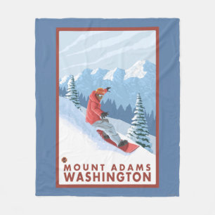 Snowboarder Scene - Mount Adams, Washington Fleece Blanket