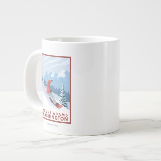 Snowboarder Scene - Mount Adams, Washington Large Coffee Mug (Front Left)