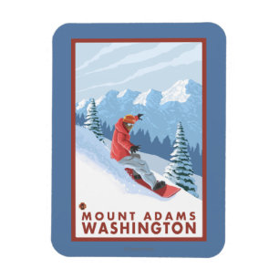 Snowboarder Scene - Mount Adams, Washington Magnet