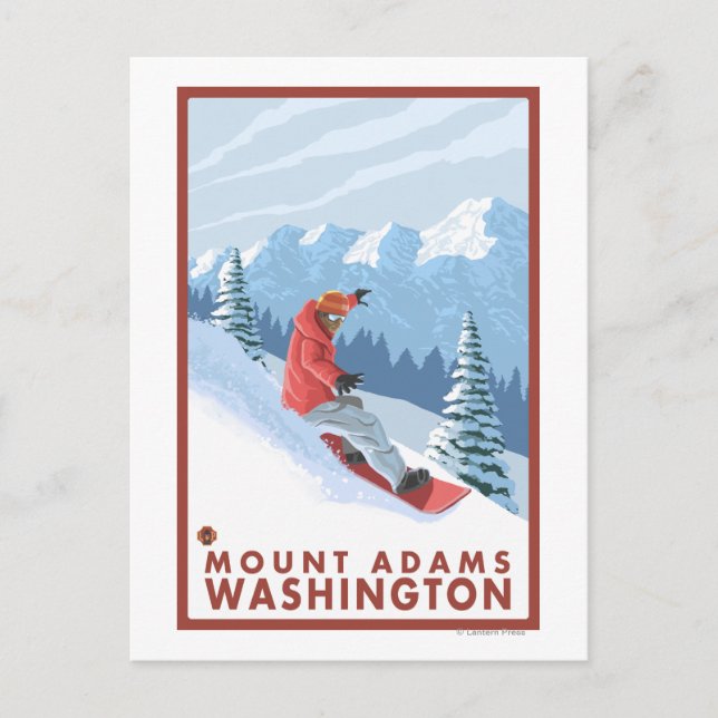 Snowboarder Scene - Mount Adams, Washington Postcard (Front)