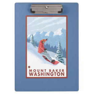 Snowboarder Scene - Mount Baker, Washington Clipboard
