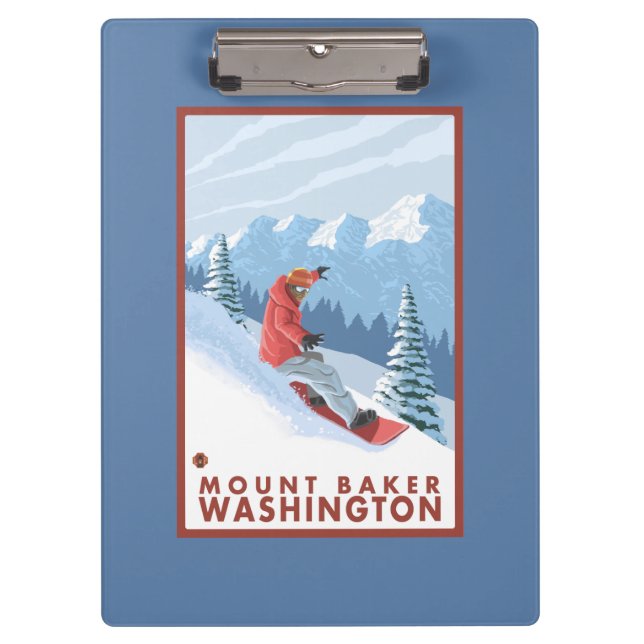 Snowboarder Scene - Mount Baker, Washington Clipboard (Front)