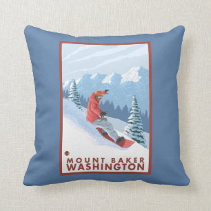 Snowboarder Scene - Mount Baker, Washington Cushion