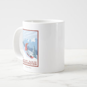 Snowboarder Scene - Mount Baker, Washington Large Coffee Mug