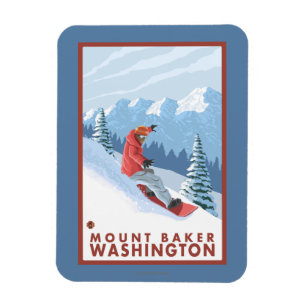Snowboarder Scene - Mount Baker, Washington Magnet