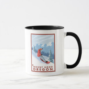 Snowboarder Scene - Mount Hood, Oregon Mug