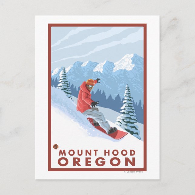Snowboarder Scene - Mount Hood, Oregon Postcard (Front)