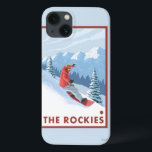 Snowboarder Scene - The Rockies iPhone 13 Case<br><div class="desc">Snowboarder Scene - The Rockies - Vintage Travel Poster was created in 2007. This image depicts scenes from The Rockies.</div>