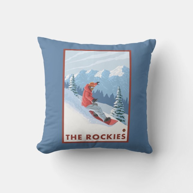 Snowboarder Scene - The Rockies Cushion (Front)