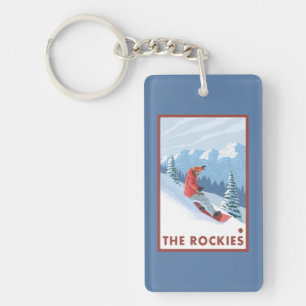 Snowboarder Scene - The Rockies Key Ring