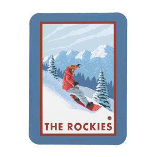 Snowboarder Scene - The Rockies Magnet