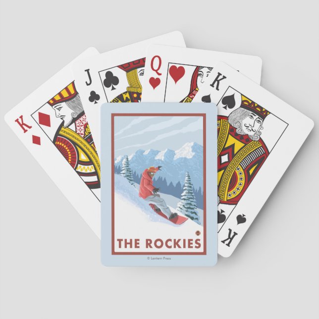 Snowboarder Scene - The Rockies Playing Cards (Back)