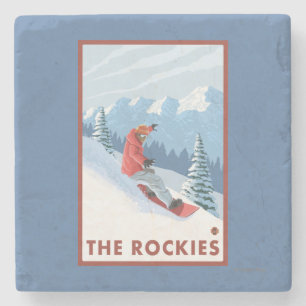 Snowboarder Scene - The Rockies Stone Coaster
