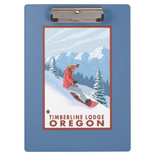 Snowboarder Scene - Timberline Lodge, Oregon Clipboard