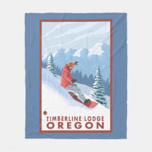 Snowboarder Scene - Timberline Lodge, Oregon Fleece Blanket
