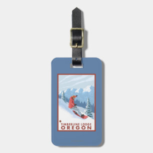 Snowboarder Scene - Timberline Lodge, Oregon Luggage Tag