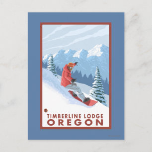 Snowboarder Scene - Timberline Lodge, Oregon Postcard