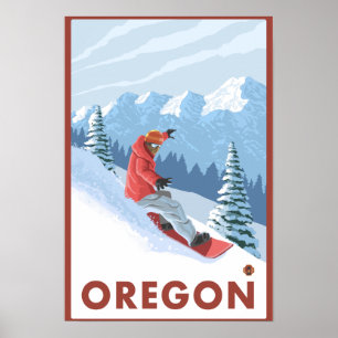 Snowboarder Scene- Vintage Travel Poster