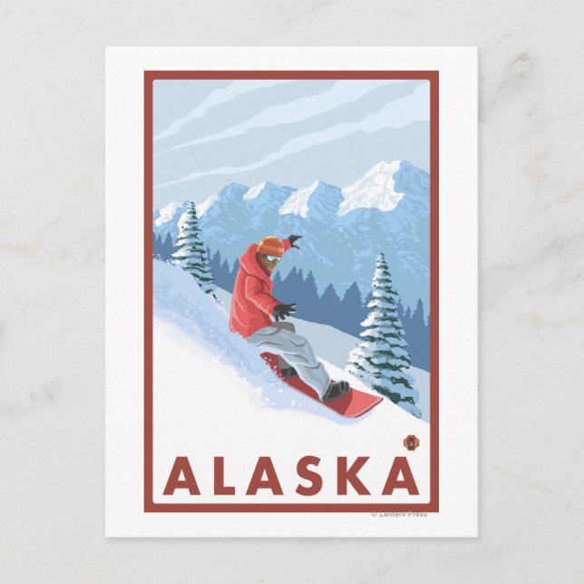 Snowboarder Scene- Vintage Travel Poster 2 Postcard (Front)