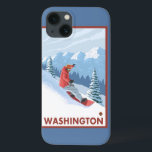 Snowboarder Scene - Washington iPhone 13 Case<br><div class="desc">Snowboarder Scene - Washington - Vintage Travel Poster was created in 2007. This image depicts scenes from Washington.</div>
