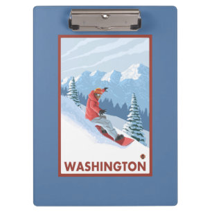 Snowboarder Scene - Washington Clipboard