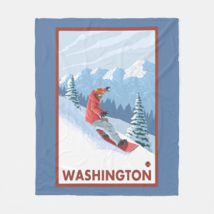 Snowboarder Scene - Washington Fleece Blanket