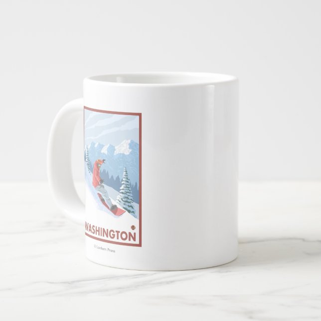 Snowboarder Scene - Washington Large Coffee Mug (Front Left)