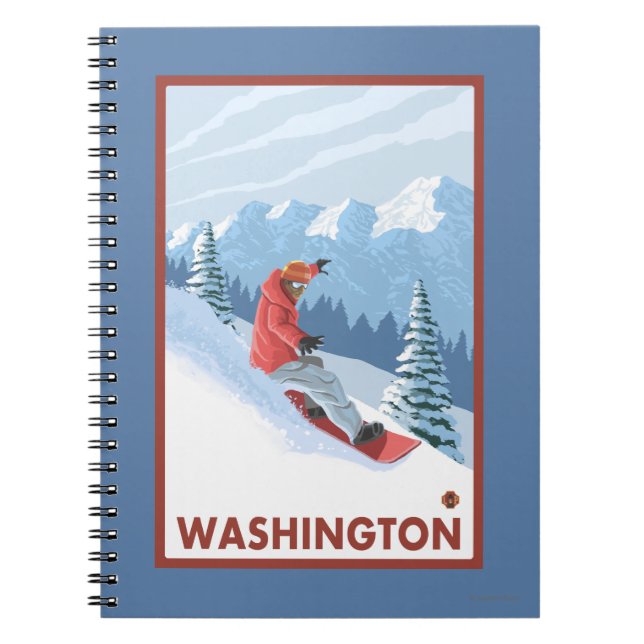Snowboarder Scene - Washington Notebook (Front)