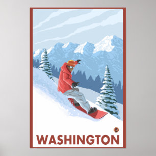 Snowboarder Scene - Washington Poster