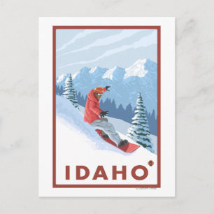 Snowboarder SceneIdahoVintage Travel Poster Postcard