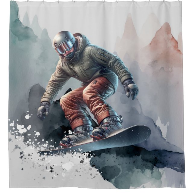 Snowboarder Shower Curtain (Front)
