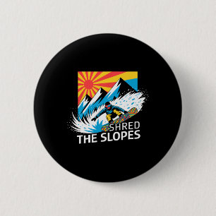 Snowboarder Shred The Slopes Snowboarding Enthusia 6 Cm Round Badge