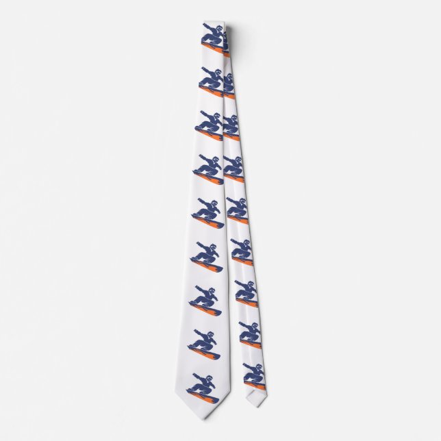 Snowboarder silhouette - Choose background colour Tie (Front)