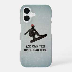 Snowboarder Silhouette on Grunge Look - your text iPhone 16 Case