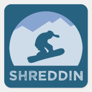 Snowboarder Silhouette Shreddin Cool Square Sticker