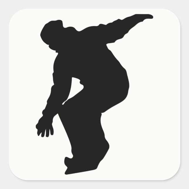 Snowboarder Silhouette Square Sticker (Front)