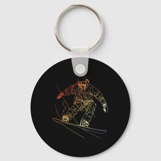 Snowboarder Sketch Vintage Alpine Snowboarding  Key Ring (Front)
