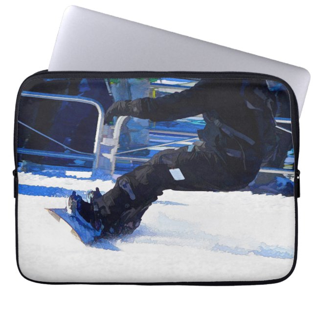 Snowboarder Skidding Winter Sports Gift Laptop Sleeve (Front)