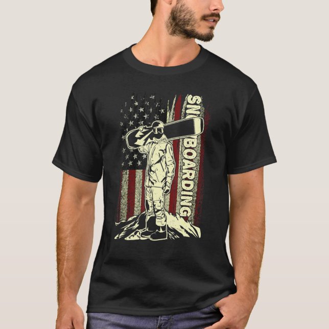 Snowboarder Skiing Snowboard Snowboarding American T-Shirt (Front)