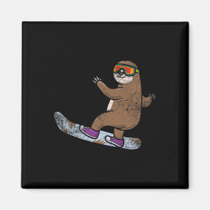 Snowboarder Sloth Lover Snowboarding Snow Winter S Magnet