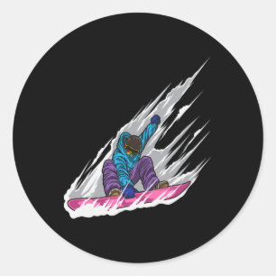 Snowboarder - Snowboard - Freestyle Snowboarding L Classic Round Sticker