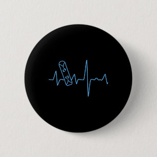 Snowboarder Snowboarding Heartbeat Winter Ski Spor 6 Cm Round Badge