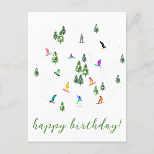 Snowboarder Snowboarding Illustration Birthday Postcard