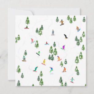  Snowboarder Snowboarding Illustration Card