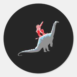 Snowboarder Snowboarding Mountain Snowboard Dinosa Classic Round Sticker