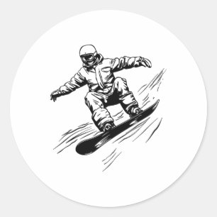 Snowboarder Snowboarding Slope Classic Round Sticker