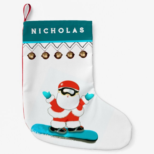 Snowboarder Snowboarding Small Christmas Stocking (Front)