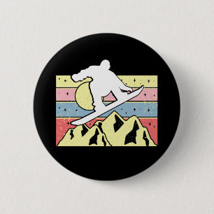 Snowboarder Snowboarding Snowboard Retro 6 Cm Round Badge
